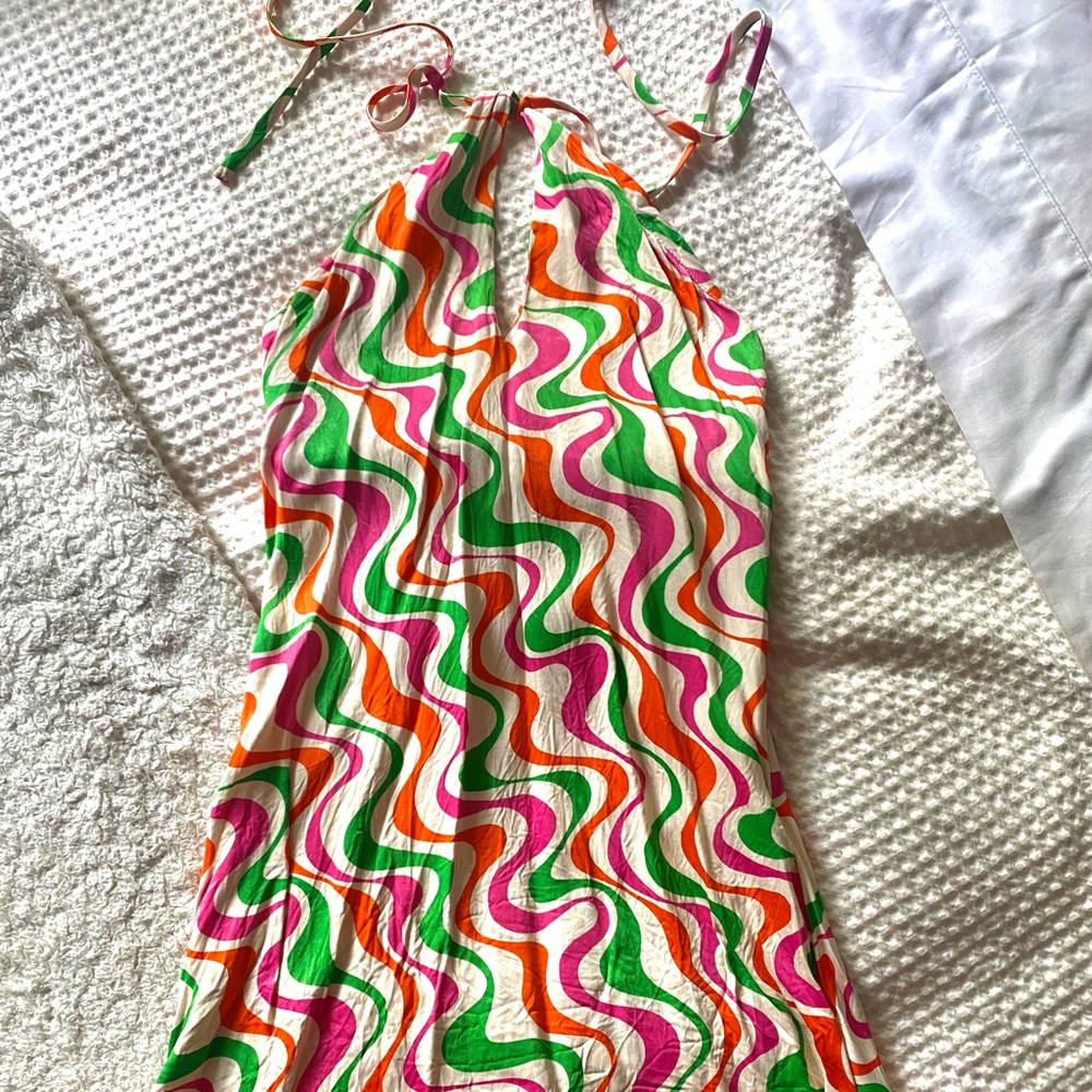 ZARA SATIN EFFECT PRINT DRESS